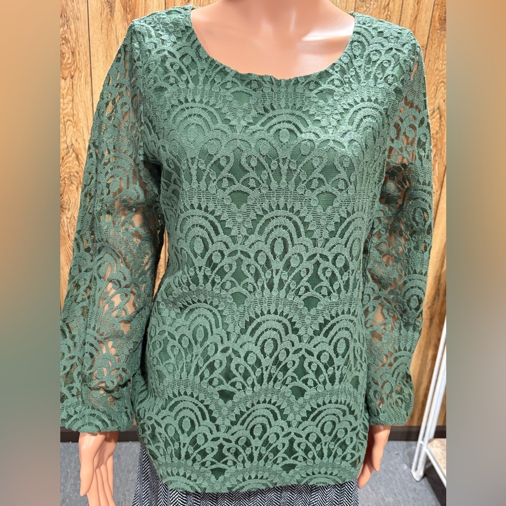 Elegant Green Lace Women's Top